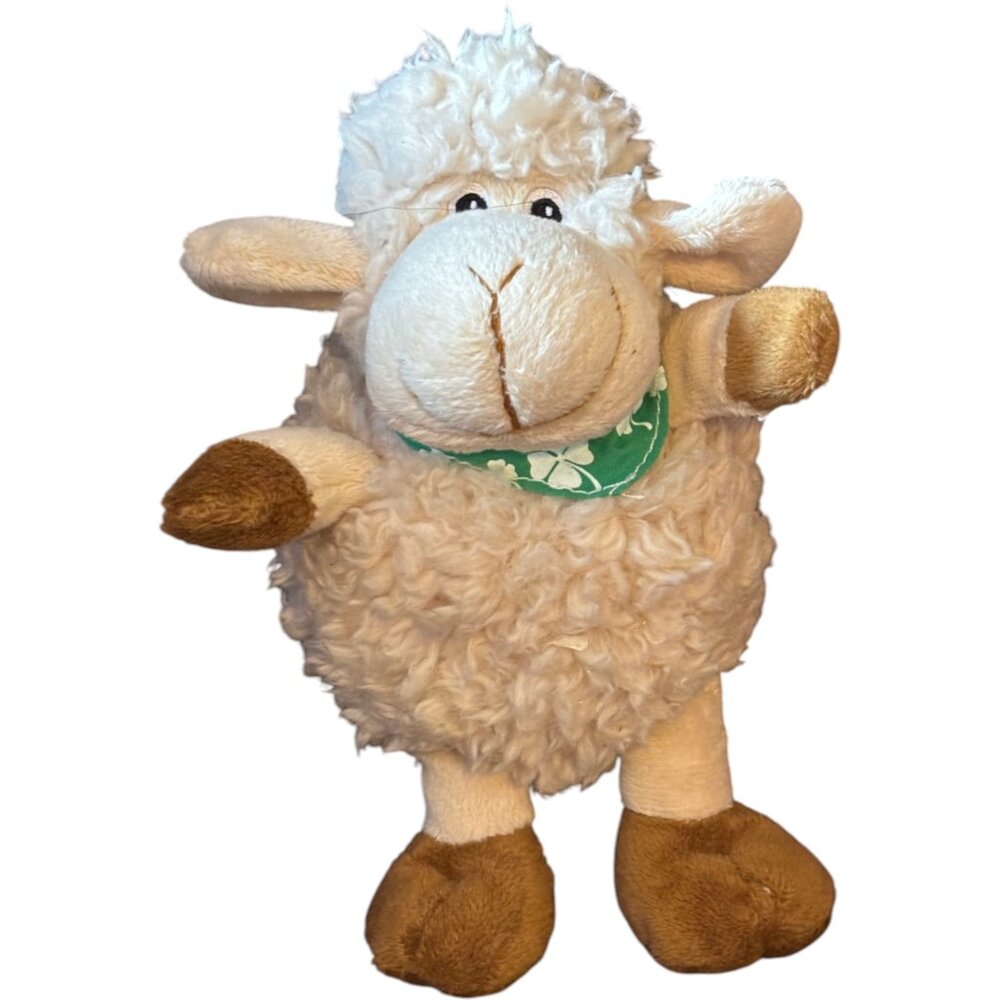 Irish Soft Toy‎ Company Sheep lamb With Shamrock Ribbon Plush 7.25"